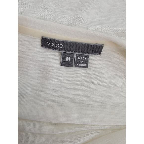 Vince Pullover Woman Medium White Ivory Striped Relax Oversized Coastal Nautical - Picture 7 of 8